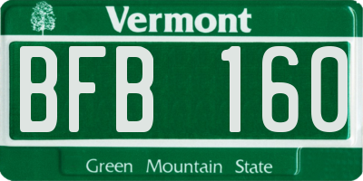 VT license plate BFB160