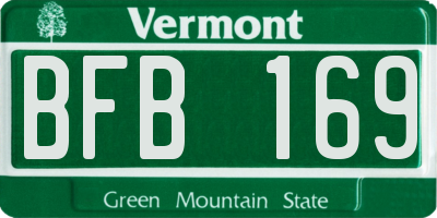 VT license plate BFB169