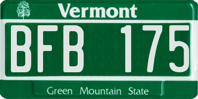 VT license plate BFB175