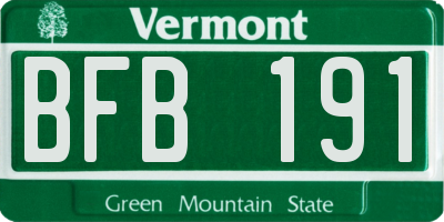 VT license plate BFB191