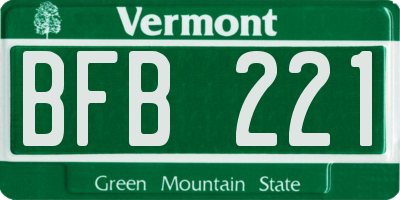 VT license plate BFB221