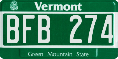 VT license plate BFB274