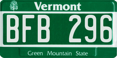 VT license plate BFB296