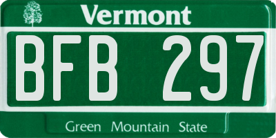 VT license plate BFB297