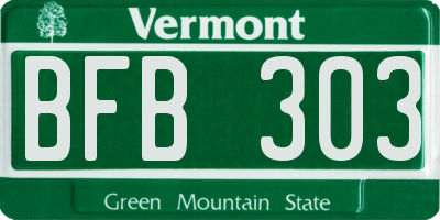 VT license plate BFB303