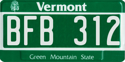 VT license plate BFB312