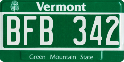 VT license plate BFB342