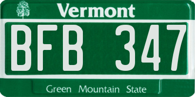 VT license plate BFB347