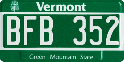VT license plate BFB352