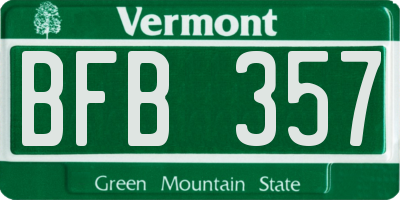 VT license plate BFB357