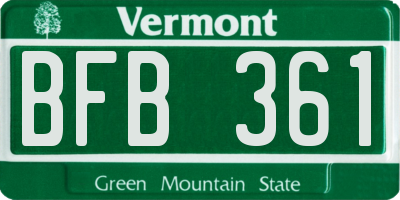 VT license plate BFB361
