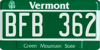 VT license plate BFB362