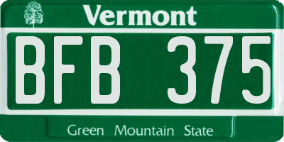 VT license plate BFB375