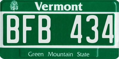 VT license plate BFB434