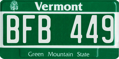 VT license plate BFB449