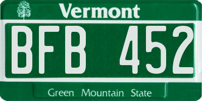VT license plate BFB452