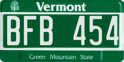 VT license plate BFB454