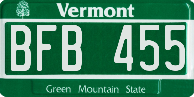 VT license plate BFB455