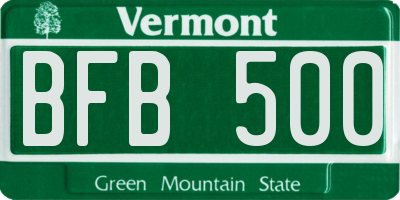 VT license plate BFB500
