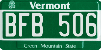 VT license plate BFB506