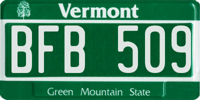 VT license plate BFB509