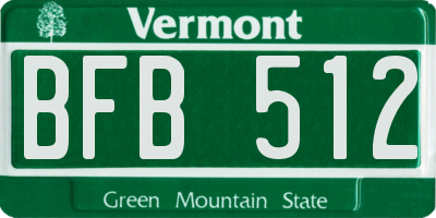 VT license plate BFB512