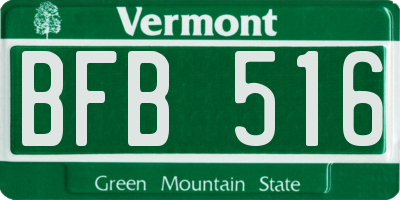 VT license plate BFB516