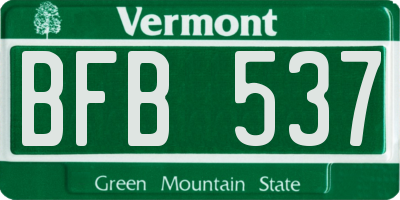 VT license plate BFB537