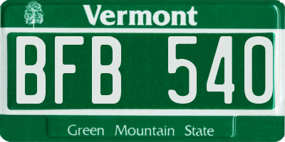 VT license plate BFB540