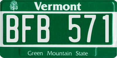 VT license plate BFB571