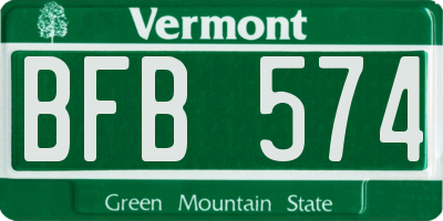 VT license plate BFB574