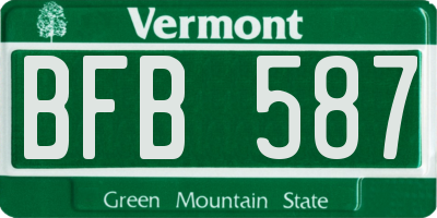 VT license plate BFB587