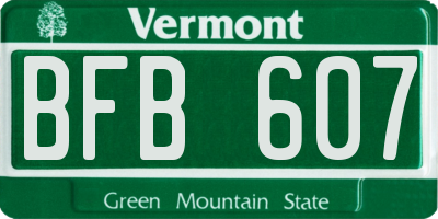 VT license plate BFB607