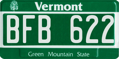 VT license plate BFB622