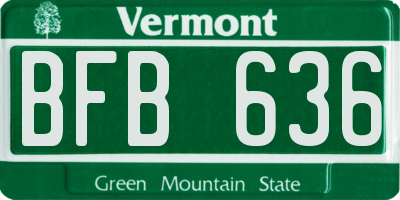 VT license plate BFB636