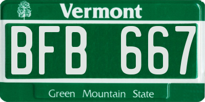 VT license plate BFB667