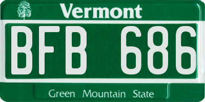 VT license plate BFB686
