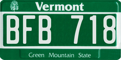 VT license plate BFB718