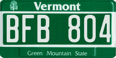 VT license plate BFB804
