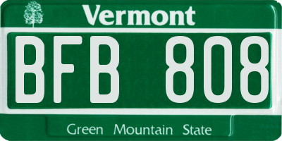 VT license plate BFB808