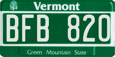 VT license plate BFB820