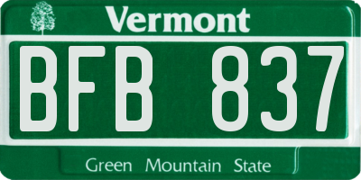 VT license plate BFB837