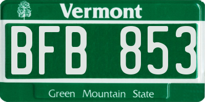 VT license plate BFB853