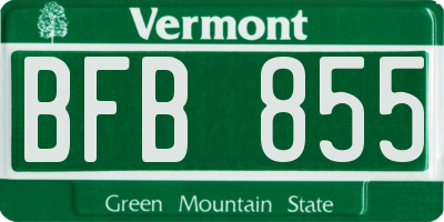VT license plate BFB855