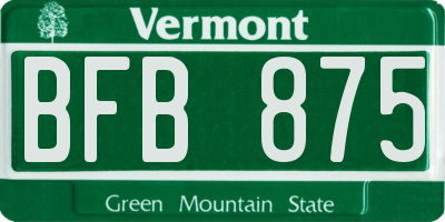 VT license plate BFB875