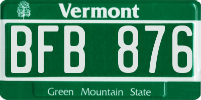 VT license plate BFB876