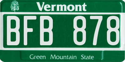 VT license plate BFB878