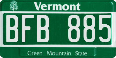VT license plate BFB885