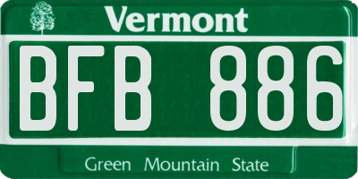 VT license plate BFB886