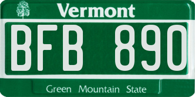 VT license plate BFB890